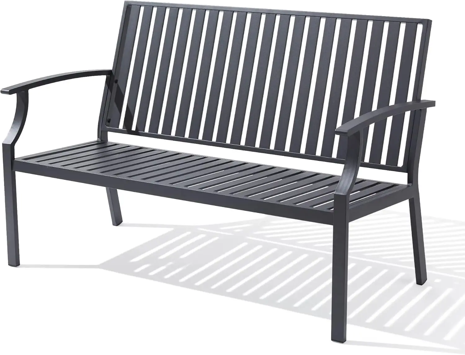 

52" Outdoor Garden Bench Weatherproof, Rust-Resistant Aluminum Metal 2-Person Garden Bench with 660 lbs Weight Capacity, Patio B