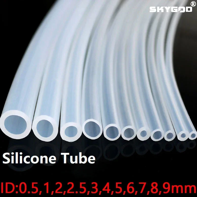 Manguera de goma de silicona transparente de calidad alimentaria, 1/5 metros, ID 0,51 2 3 4 5 6 7 8 9 10 12mm O.D, tubo de silicona Flexible no