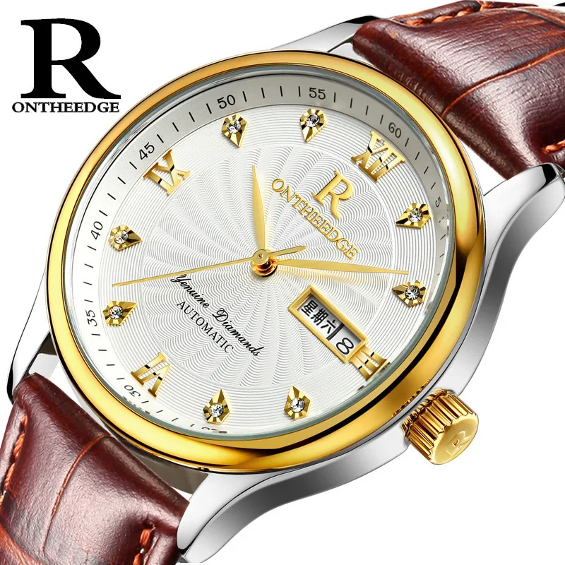 

Ruizhiyuan Men's Ultra-Thin Wristwatches - Large Dial Waterproof Genuine Leather Band Minimalist Quartz Watch