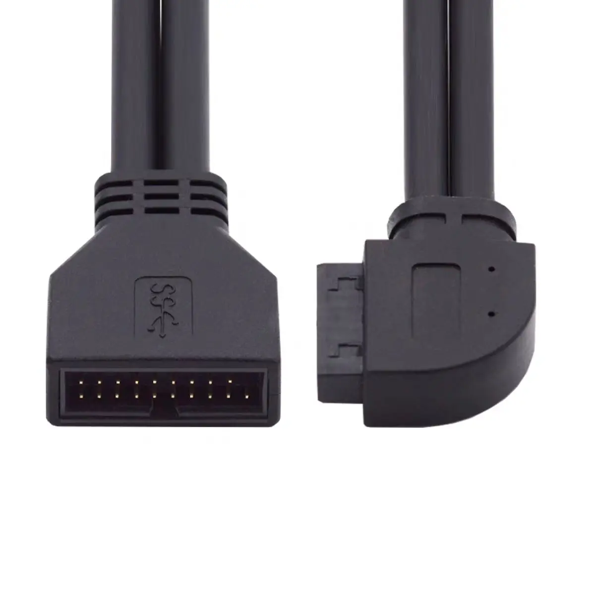 Angitu اللوحة الأمامية 19P ذكر إلى أنثى تمديد كابل 90 درجة اللوحة الأم Angl الجبهة USB 3.0 IDC ذكر إلى أنثى 20P كابل
