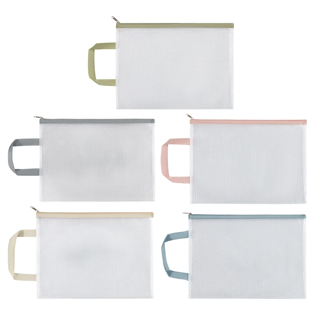 5 шт., сумка для файлов на молнии, сумка для хранения документов, тестовая бумажная сумка, сетчатая сумка для организации класса с застежкой-молнией, размер А4, переноска файлов