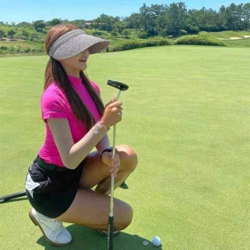 

Korea golf short sleeves Women tees sport elastic semi highneck tops Breathable comfortable jersey Ladies Golf T-shirt 골프웨어