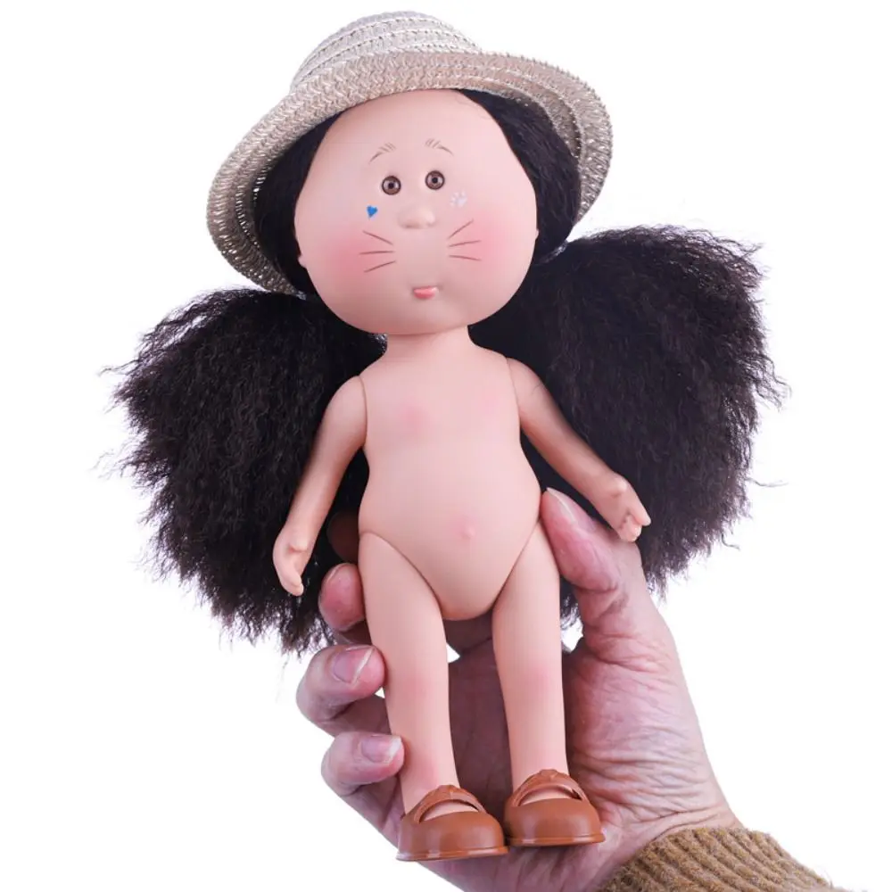 Krullend haar 24cm Bean Eye vinylpop donkere huid kleedpop Mia Potato poppen 24cm beweegbare actiefiguur lichaam pop accessoires