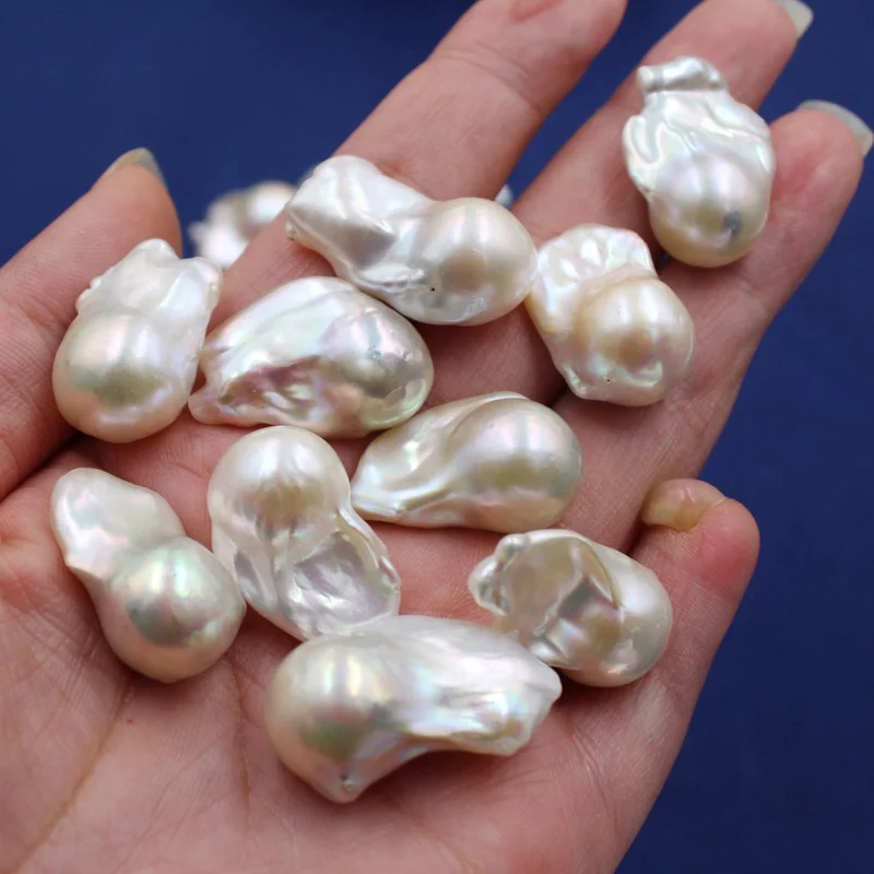 

No Drilled Hole Big Keshi Natural Freshwater Pearl 15-20mm Baroque Loose Pearl Beads