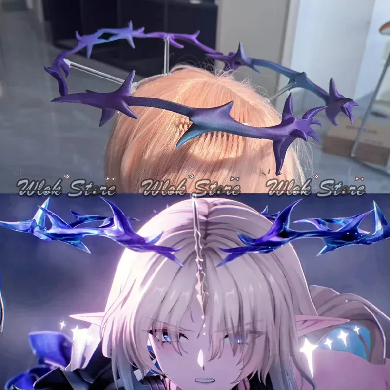 Zizi 2025 Wuthering Waves Cartethyia Fleurdelys Cosplay Hiasan Kepala Aksesori Tanduk Panjang Permainan Anime Properti Permainan Peran Pesta Halloween