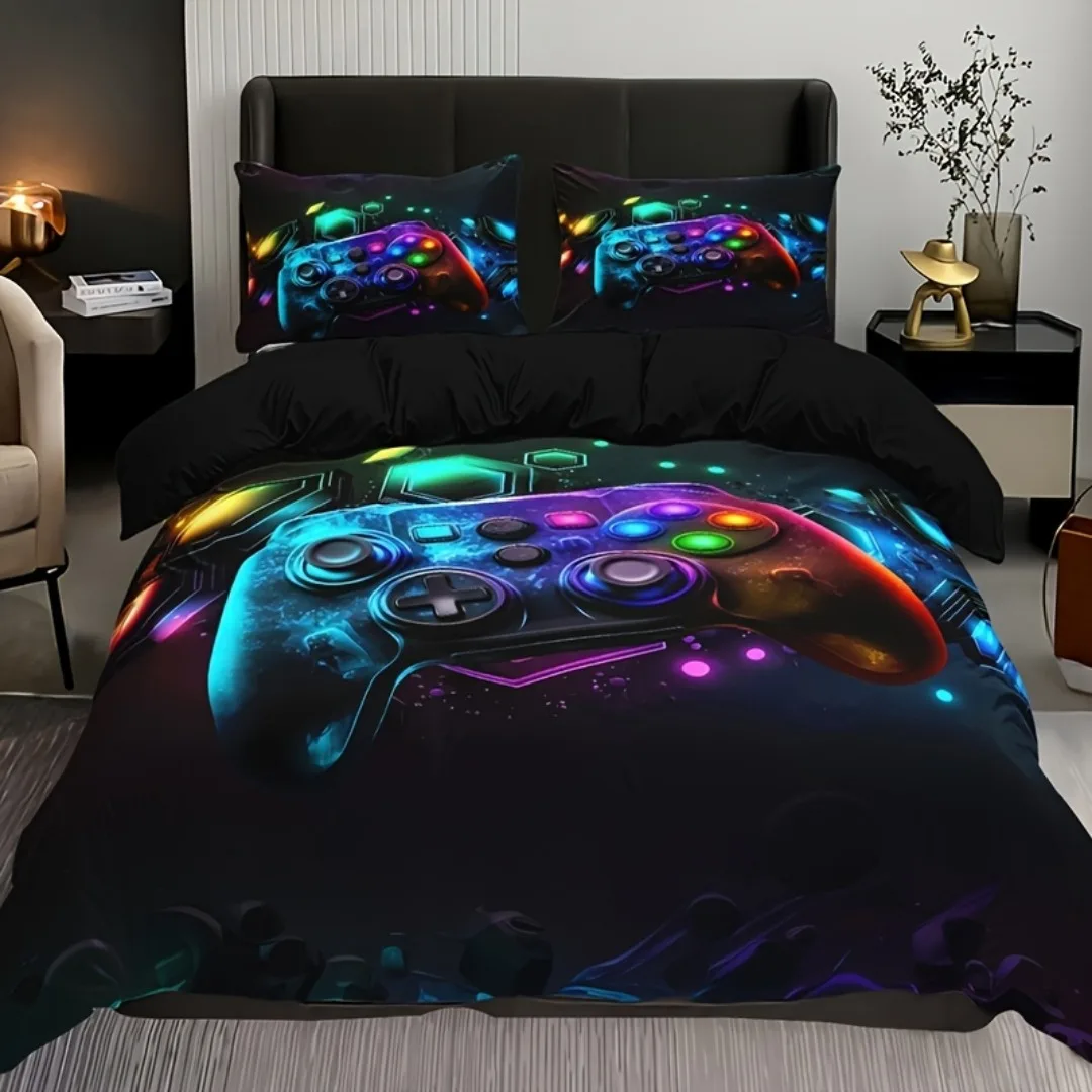 

Colored GamePad 3D Printed Bedding Set Skin-Friendly Duvet Cover King Queen Twin Single Size Birthday Gift for Boy Bedroom Decor