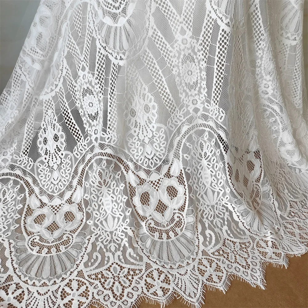 African Lace 3Meters Eyelash French Lace Fabric Cording Lady Long Dress Sewing Fabric 1pc 300cm