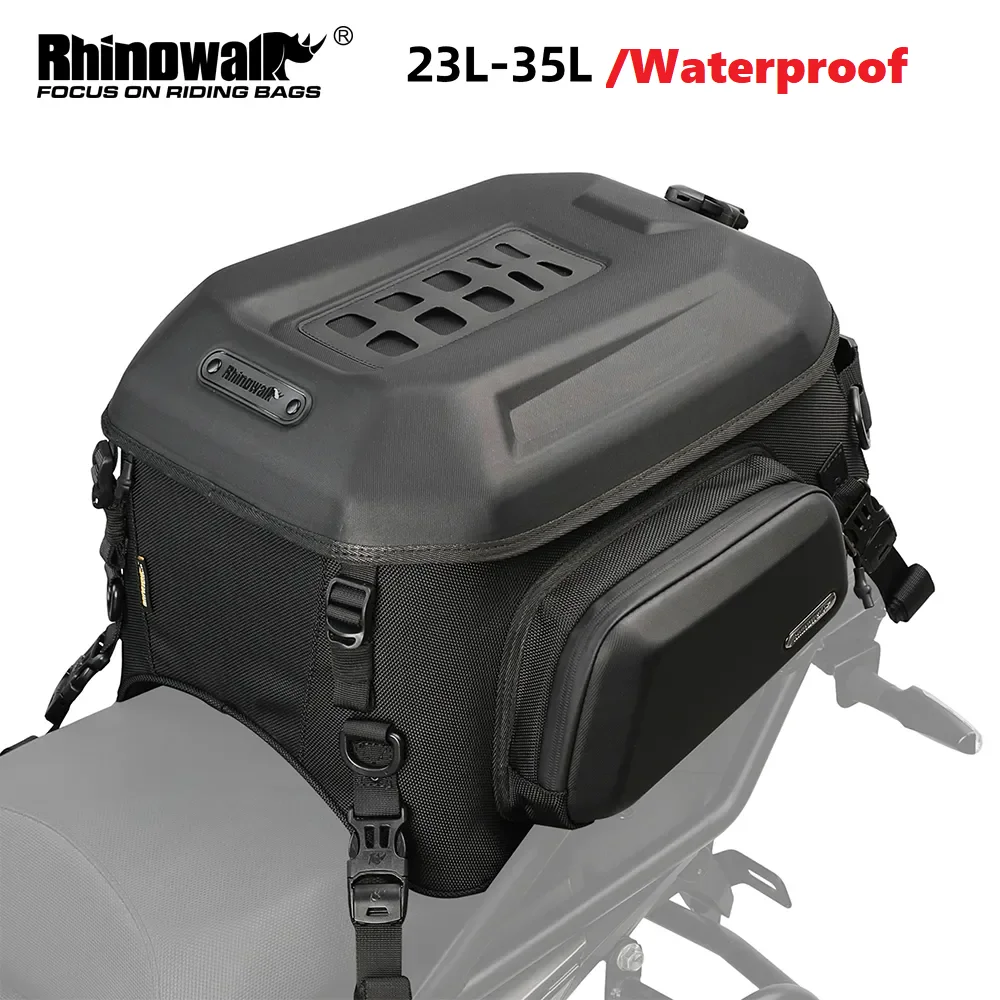 

Rhinowalk Motorcycle Tail Bag 100%Waterproof 23L-35L Expandable Hardshell Backpack Luggage Rider Case Motorcycle Top Case