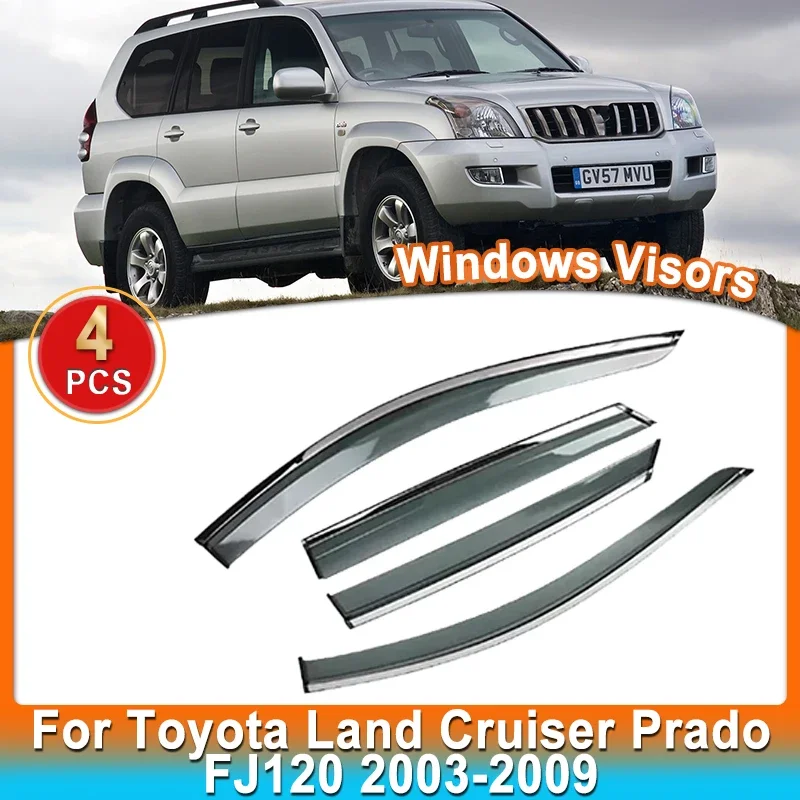 Window Visor Guards For Toyota Land Cruiser Prado 120 J120 FJ120 LC120 2003~2009 2004 2005 Weathershields Sun Rain Visor Shield