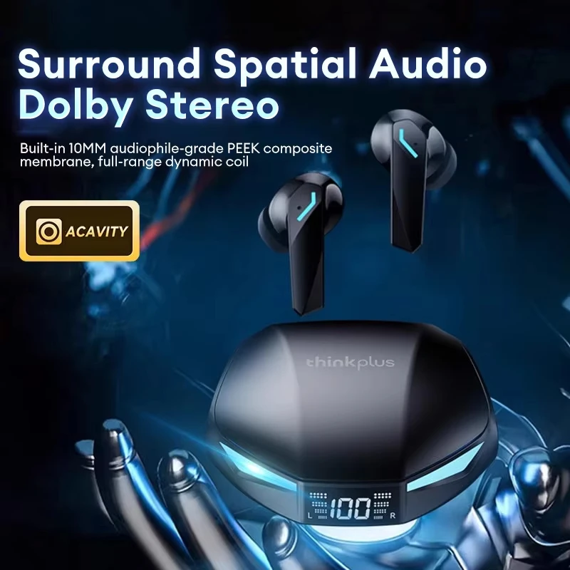 5 قطعة لينوفو XT53 سماعات لاسلكية بلوتوث 5.4 LED شاشة ديجيتال HiFi سماعات أذن رياضية الكمون المنخفض سماعات الألعاب بالجملة