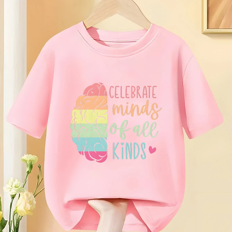 Celebrate Minds of All Kinds Shirt Autism Neurodiversity T-shirt for Kids Autism Awareness T-shirts ADHD Inclusion Kids Clothing