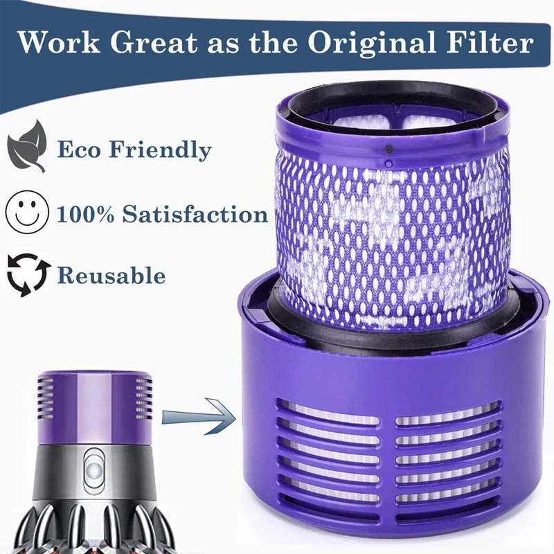 Replacement V10 Filters For Dyson V10 Cyclone Series, V10 Animal, V10 Total Clean, SV12, Replace Part No. 969082-01