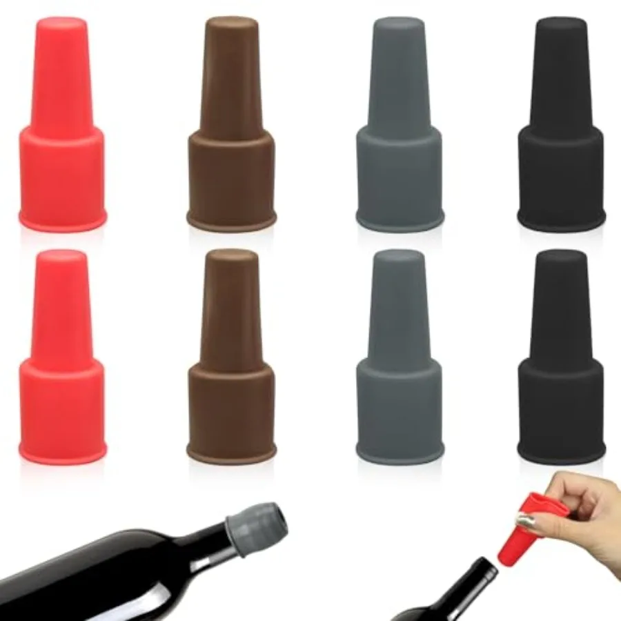 

8Pcs Silicone Wine Stopper for Wine Bottles, Reusable Sparkling Wine Bottle Stopper, Silicone Wine Seal Stopper, Wine Bottle Co