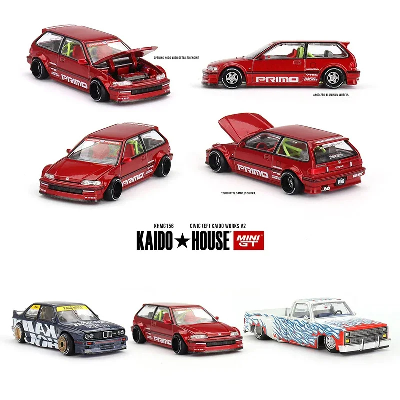 

**Pre Sale**MINIGT KHMG156 1:64 Civic EF Red Openable Hood Diecast Car Model Kaido House