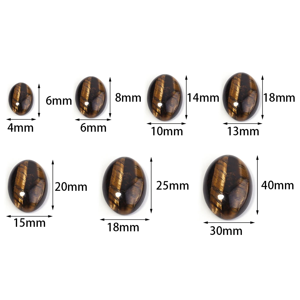 2/5/10Pcs Yellow Tiger Eye Stone Cabochon Beads Oval Flatback Natural Stone Cabochon for DIY Making Jewelry Necklace Findings