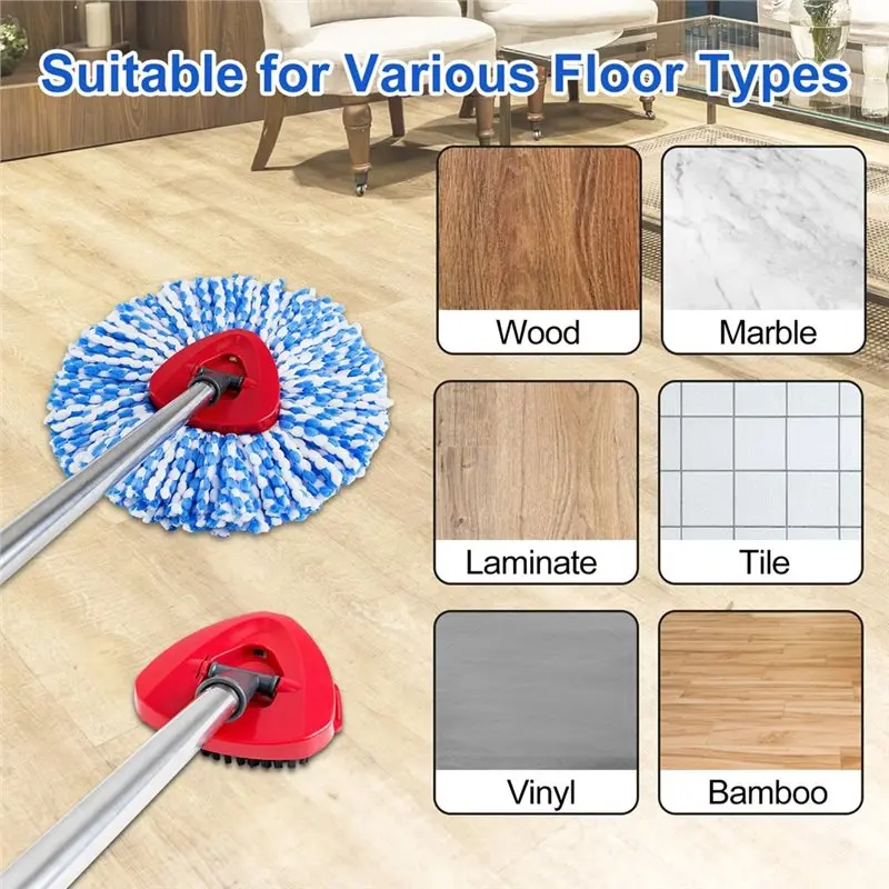 Spin Mop Handle Mop Head And Base Replacement Set For O-Cedar Easywring Rinse Clean 2 Tank System Reusable-AT64