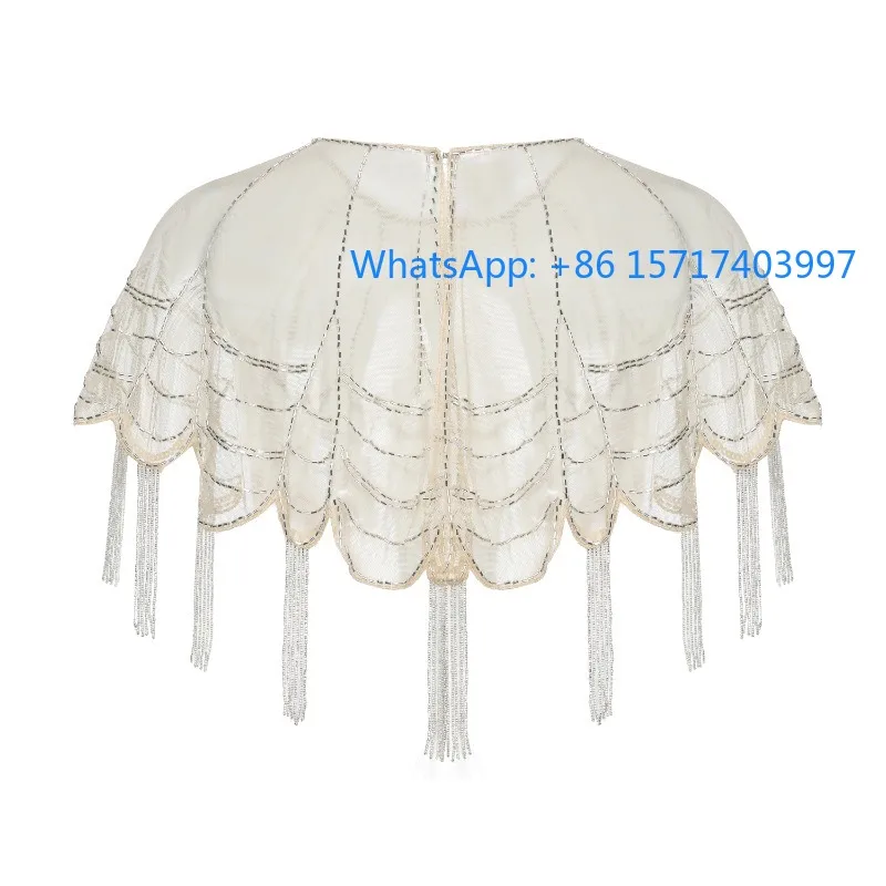 

handmade beaded, fringed shawl