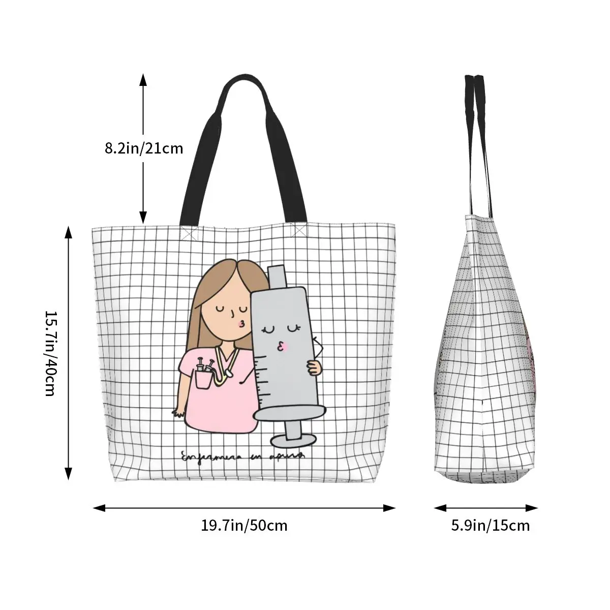 Ulzzang Men Women Cartoon Doctor Nurse Grocery Bag Large Capacity Merch Enfermera En Apuros Tote Bags Large