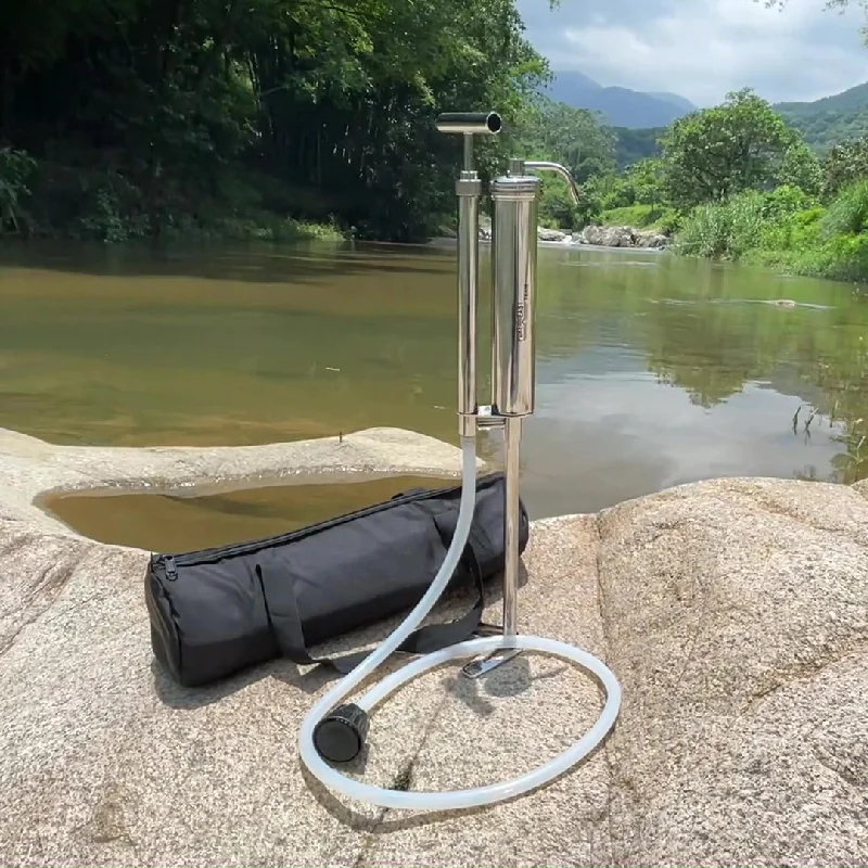 Team Manual Portable Water Filter 0.1 Micron Filtration 99.9999% Sterilization Rate, Self-Cleaning 4-Stage