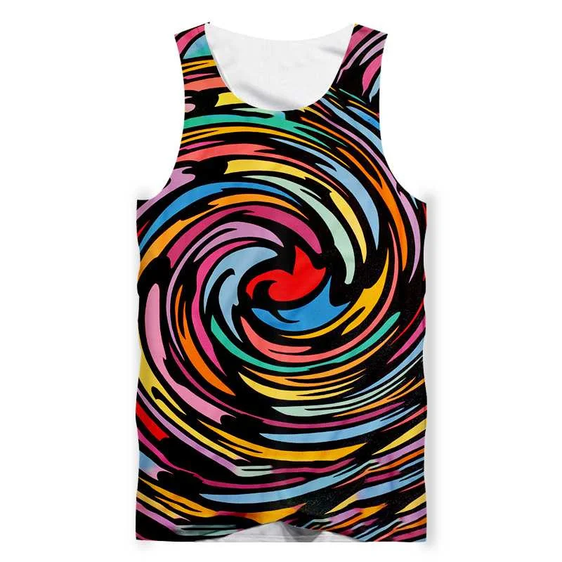 Vertigo Color Painting 3D Printed Men Tank Top Kids Summer Casual Sleeveless Shirts Hip Hop Street Oversized Vest Male Clothes