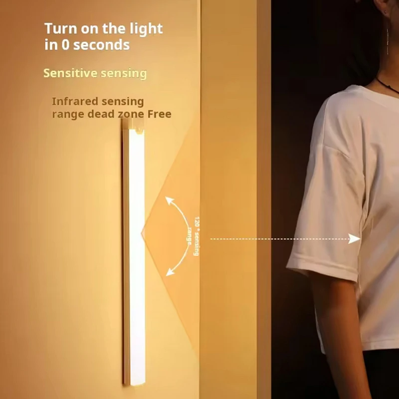 1pc Wireless Rechargeable LED Motion Sensor Cabinet Light - Ideal For Closet, Kitchen, Wardrobe, Stairs - Battery Operated Night