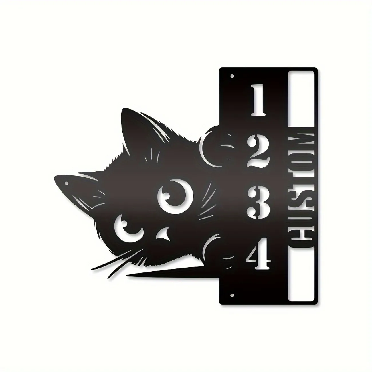 Individuelles Türschild „Spähende Katze“ aus Metall – moderne Heimdekoration für den Außenbereich mit niedlicher Haustier-Silhouette, keine Strom erforderlich.