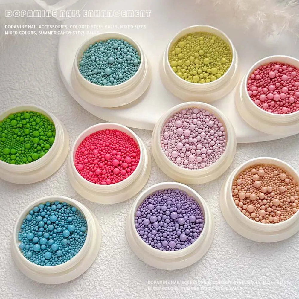 6Colors/set Macaron Color Beads Macaron Nail Art Caviar Beads Nail Micro Balls Nail Supplies Macaron Nails Steel Beads