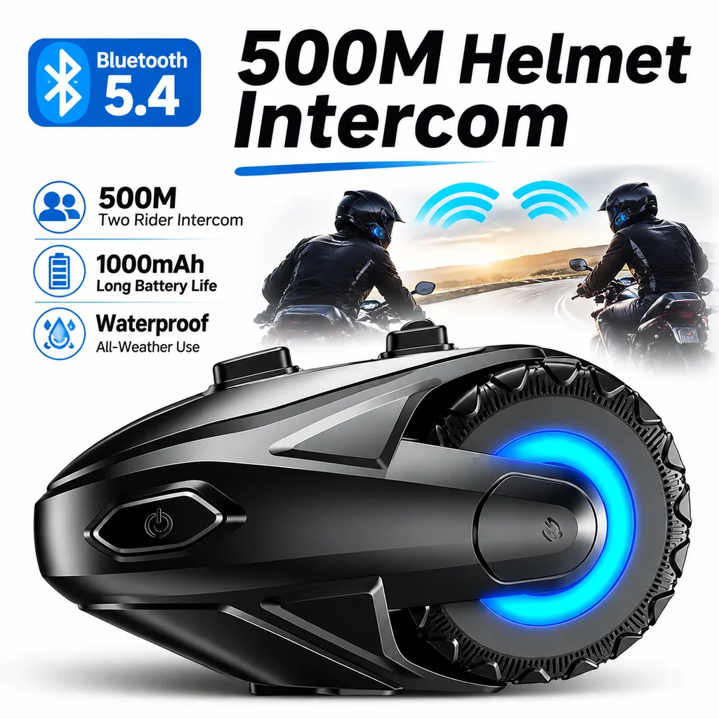 1/2PCS C18 Motorcycle Helmet Intercom Headset Bluetooth 5.4 Earphone Waterproof Music Player Wireless Handsfree Call Interphone
