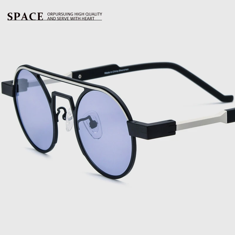 Ladies match color pure titanium round 18583 handmade sunglasses men trend funny driving riding UV400 sunglasses custom lenses