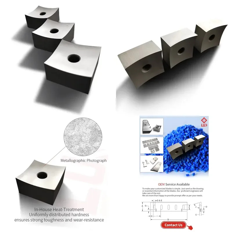 Custom Drawing Services Zerma High Performance D2 SKD11 1.2379 DC53 Heat Treated 57-60 HRC Single Shaft Shredder Blade for