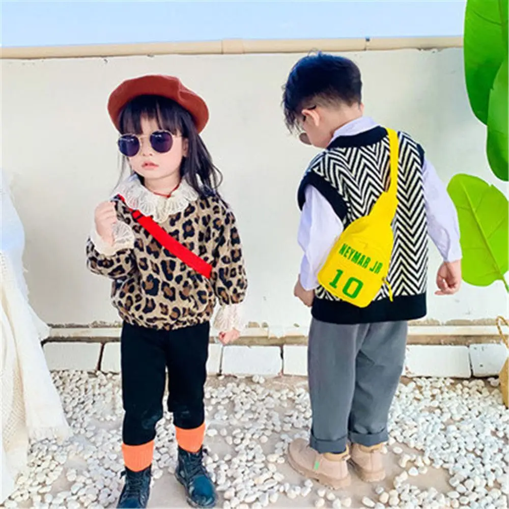 Hot Sale Children\'s Fashion Number Printed Chest Bag Girls Boys Sports Leisure Messenger Handbags All-match Shoulder Bag