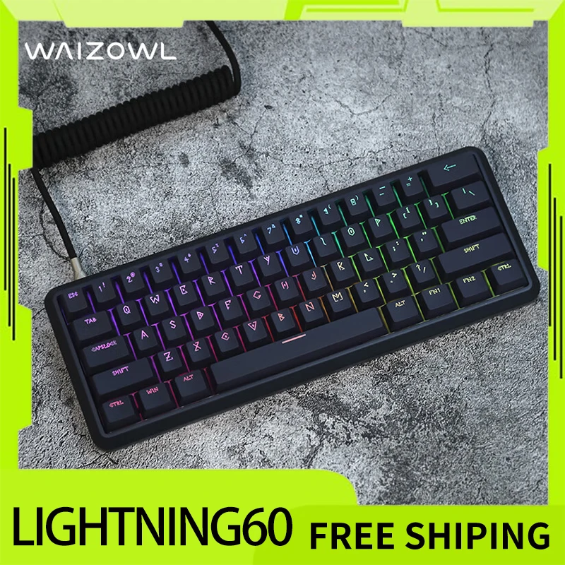 Waizowl Lightning60 Wired Mechanical Keyboard Esports Magnetic Switc Custom Gasket Rgb Hotswap Keyboard For Gamer Accessory Gift