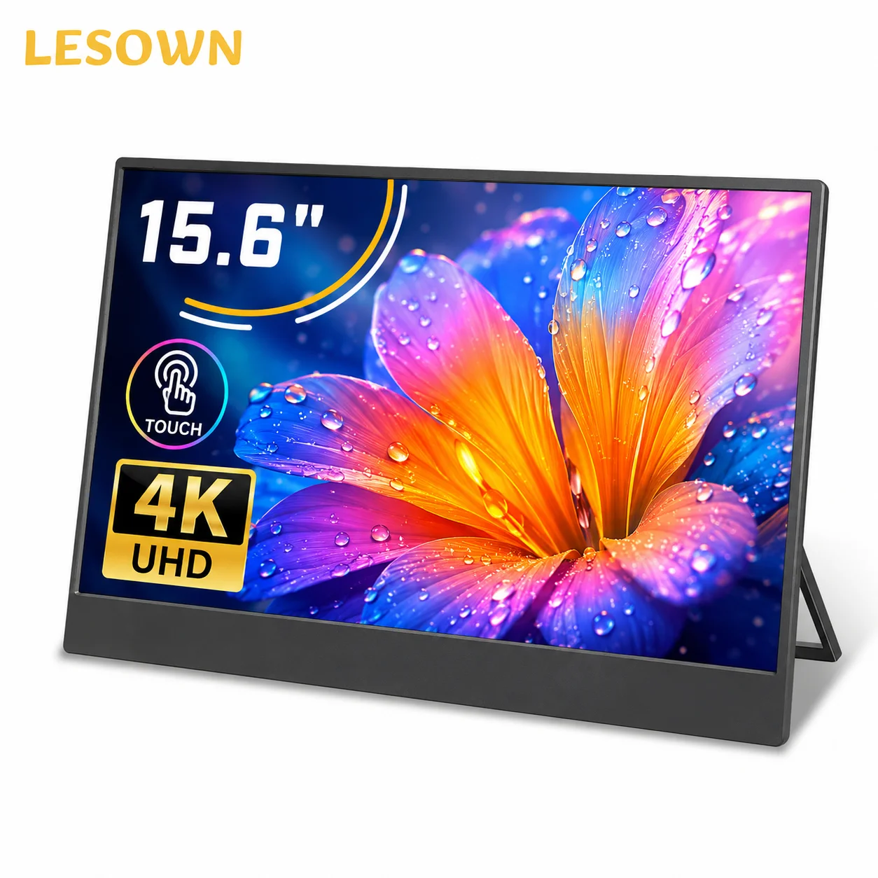 LESOWN 15.6 Inch 3840x2160 Touch Display Plug and Play External Screen Multi-touch Type-C for Laptop