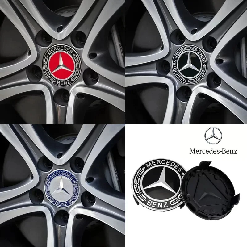 4ชิ้น/เซ็ต75มม. สำหรับ Mercedes Benz AMG W206 W220 W203 W205 W211 W212ฝาสติ๊กเกอร์ติดล้อรถยนต์ฝาจุกยางรถสัญลักษณ์ Benz