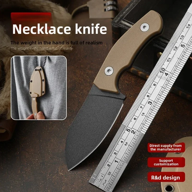 Outdoor Portable Straight Knife Sharp Fruit Knife Home Camping Pocket Knife With Sheath Hand Held Meat Cutting Tool For Outdoor