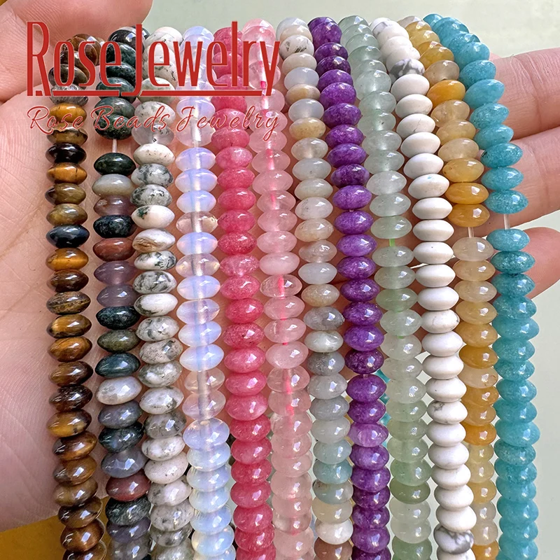 3x6mm Natural Stone Opal Agate Aventurine Jade Beads Flying Saucer Abacus Shape Round Beads for Jewelry Making DIY Bracelets 15