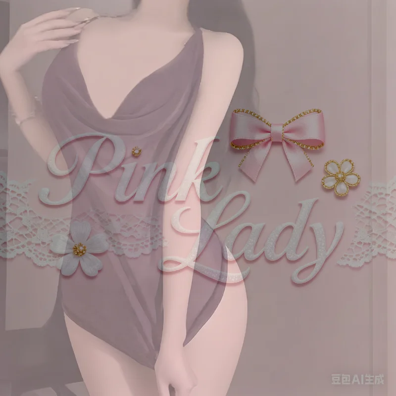 

Sexy Lingerie Women Swing Collar Pajamas Sleeveless Solid Color Silk-like Nightdress