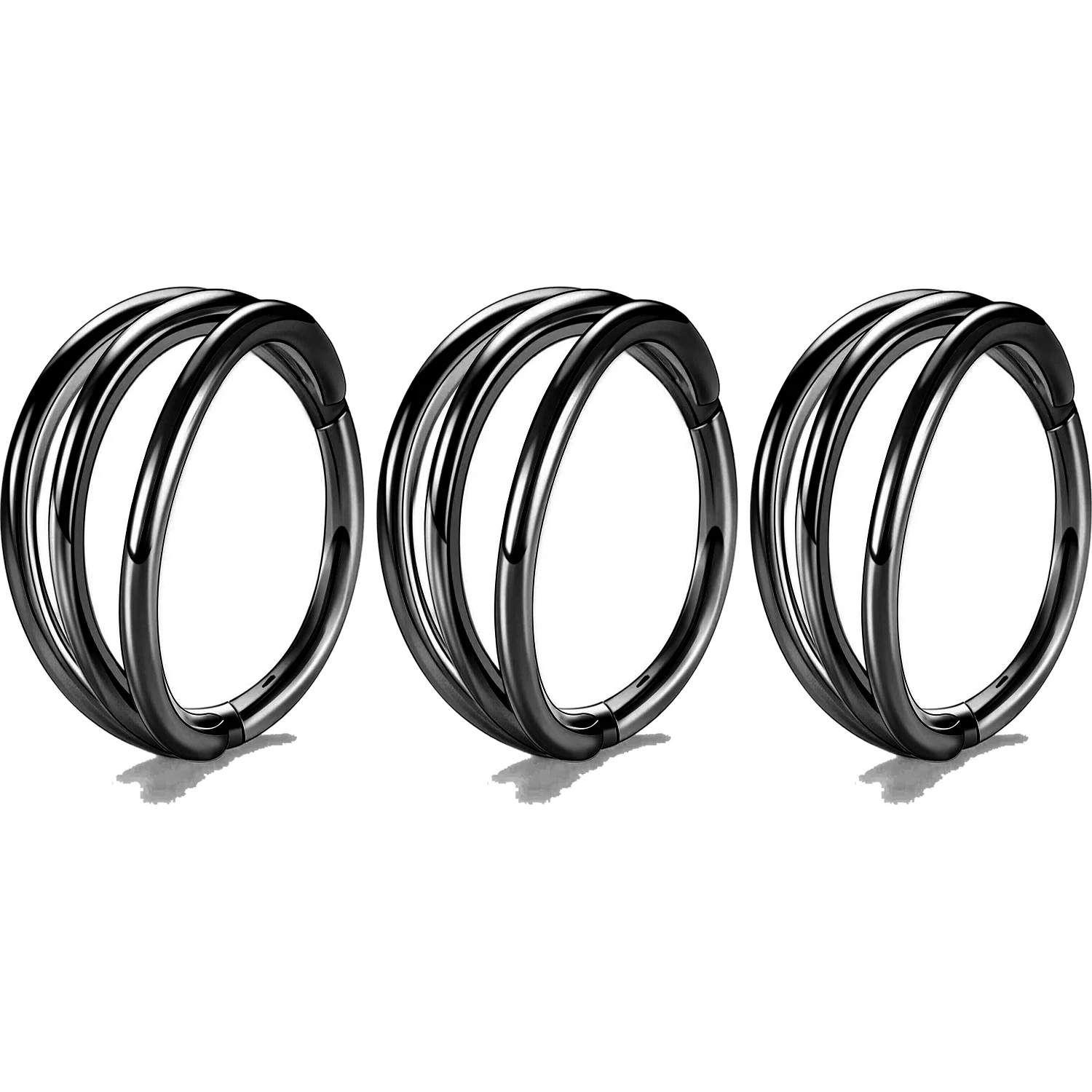 Triple Hoop Nose Ring in Stainless Steel