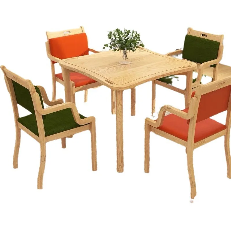 

Furniture dining chair combination, nursing home tables and chairs, solid wood, home senior-friendly chair with armrests