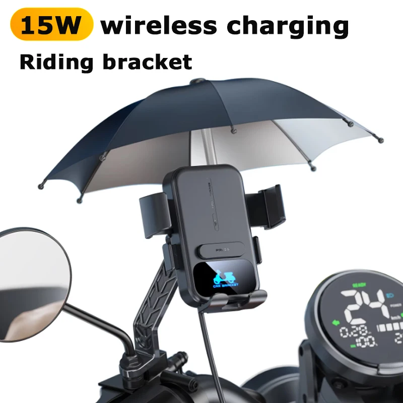

15 Вт мотоциклетный держатель для телефона с беспроводной зарядкой, зарядное устройство, GPS-навигационный кронштейн, поддержка мотоцикла, крепление на руль мобильного телефона для 4-7 дюймов