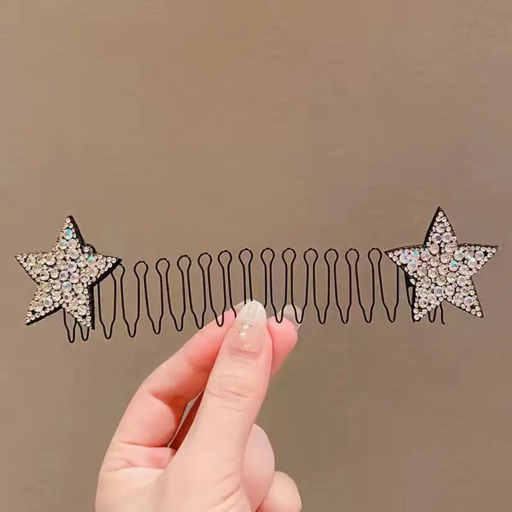 Rhinestone U Shape Hair Styling Comb Sweet Butterfly Bow Invisible Extra Hair Holder Teeth Headwear Fixed Combs Children