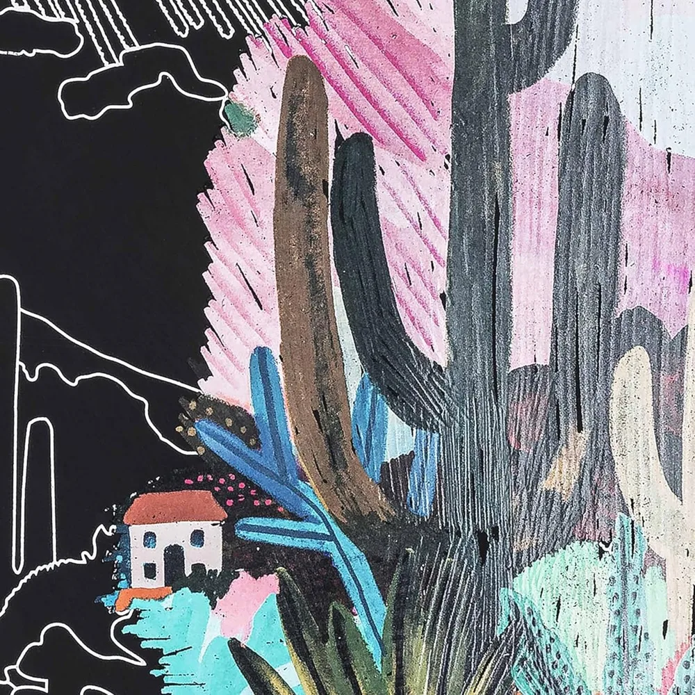 Draft Art Paper Pad - Happy Scenery - 6 designs, metal-guided art, double-pointed stylus and brush