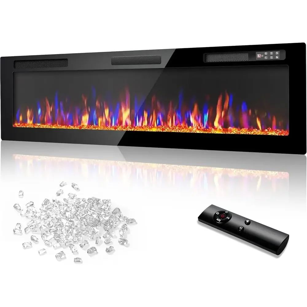 

72 Ultra Slim Electric Fireplace - Wall-Mounted Linear Heater with Remote and Smart Control, Sleep Timer, Quiet Operation, 750W/