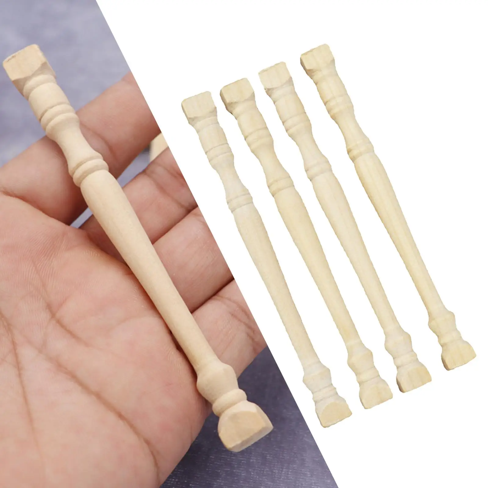 Miniature Wooden Balusters for Dollhouse Stair Railing 1 12 Scale Spindles DIY Dolls House Building Accessories