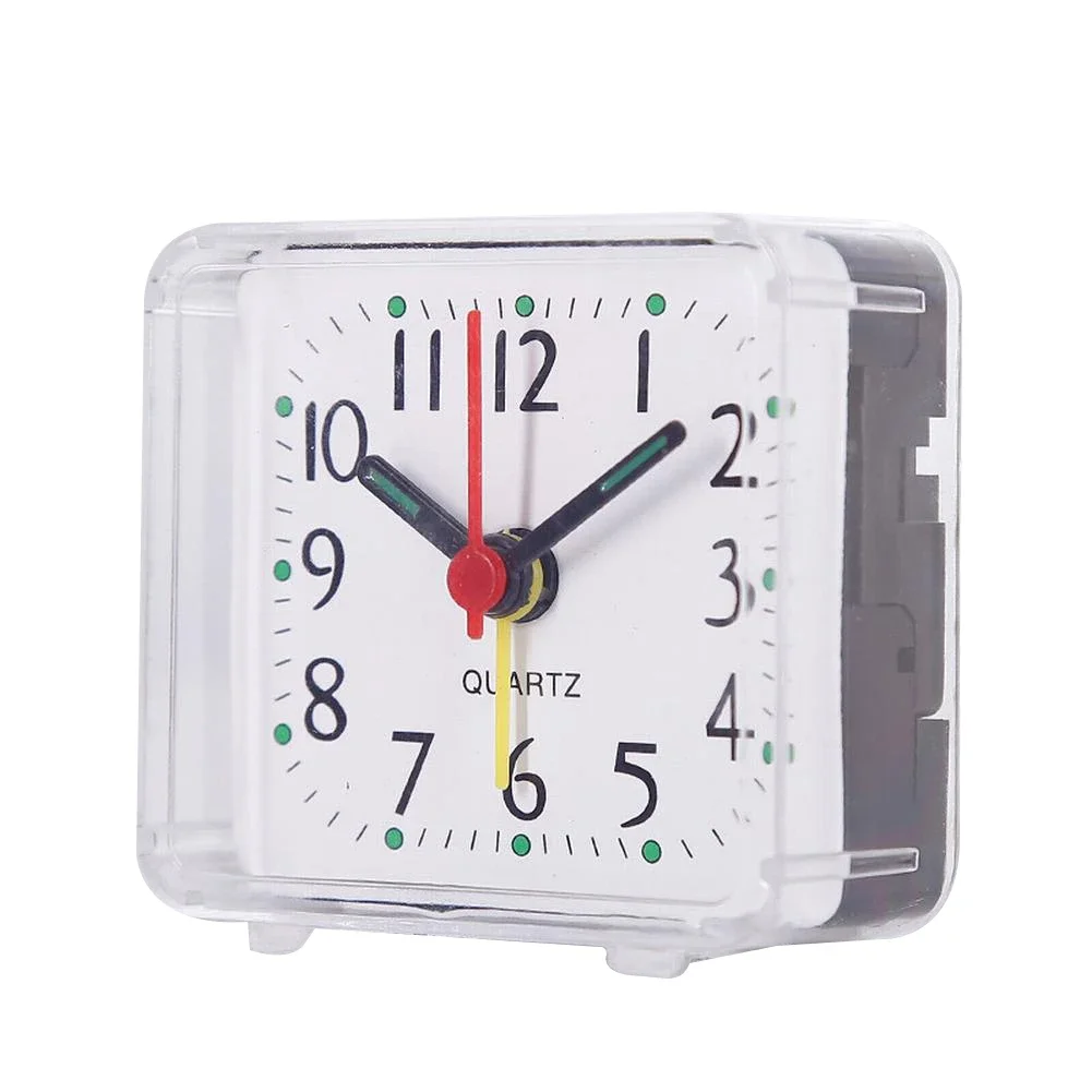 

Bedside Small Alarm Clock Quartz Battery Square Candy Color Student Bedroom Alarm Clock Wake Up With Beeping Sound