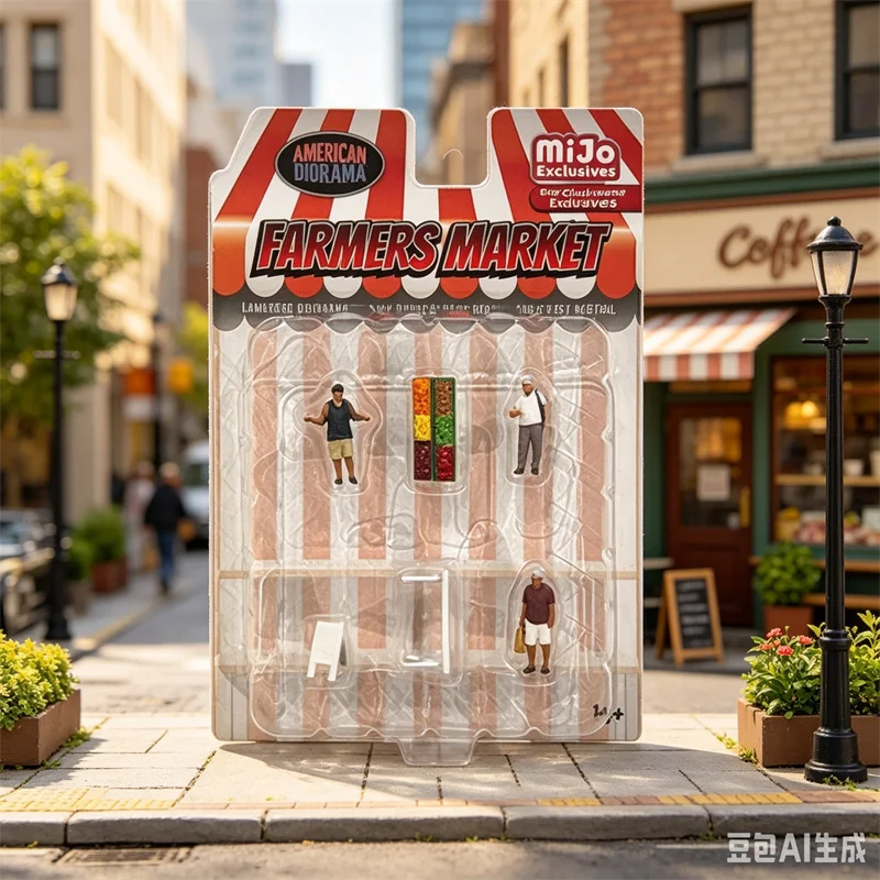 1/64 Scale Painted Model Farmers Market With Stool Vegetables Scene Accessory DIY Miniature Action Figure Display Collection