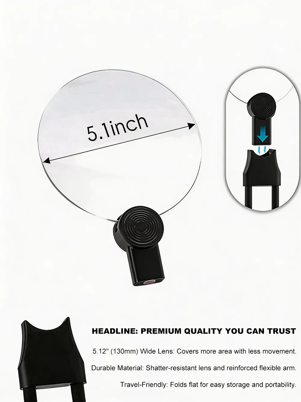 3X Hands-Free Neck Magnifier for Reading Large Page Magnifying Glass with Flexible Gooseneck 5.12" Lens for Seniors Sewing Craft view 6