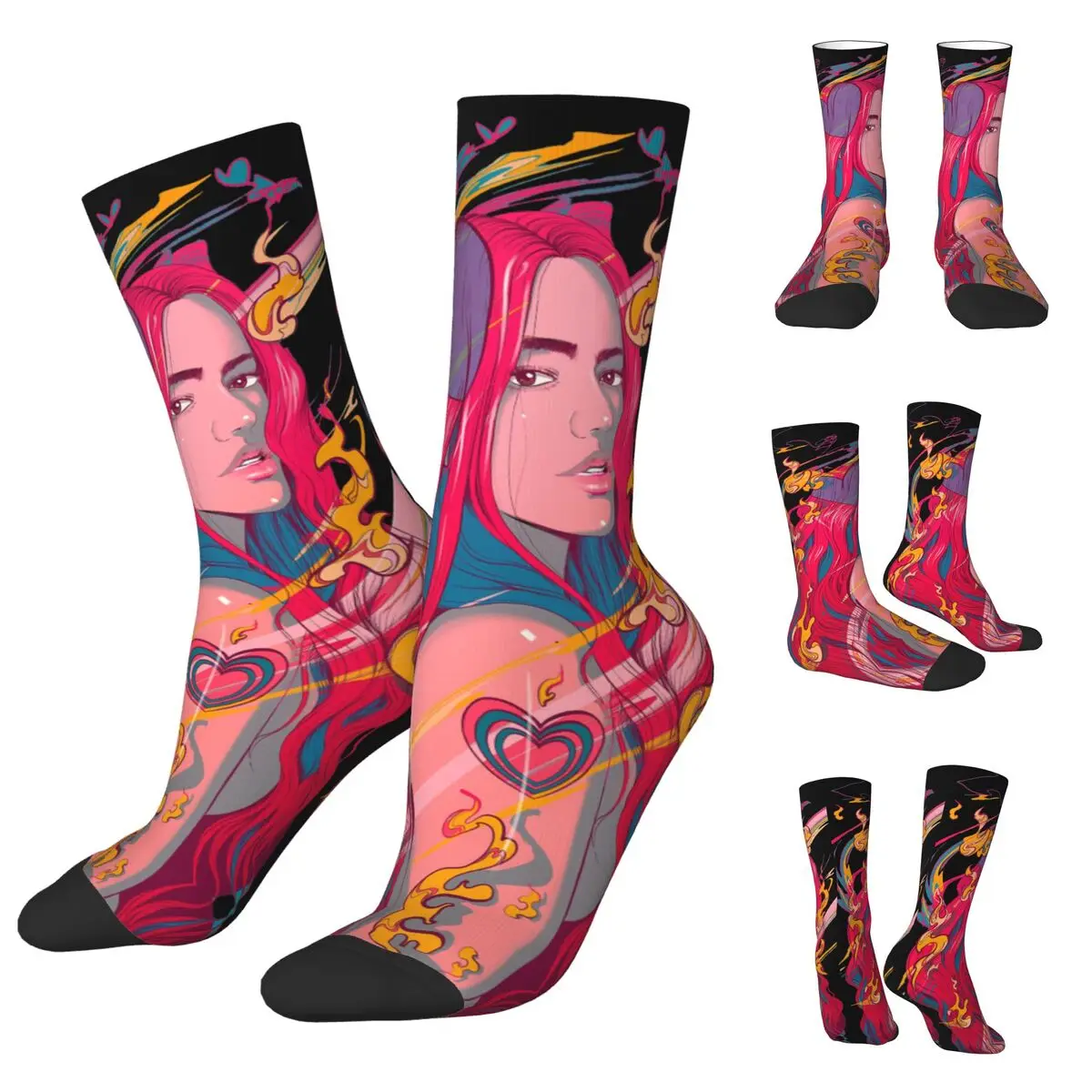 Singer Karol G Graphic Bichota Unisex Socks,Running 3D Print Happy Socks Street Style Crazy Sock