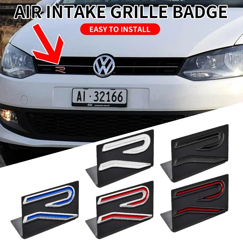 

1pc Metal Car R Emblem Grille Middle Net Cover For Volkswagen Tiguan Bora POLO PASSAT CC Touran GOLF Jetta Arteon T-CROSS MK6