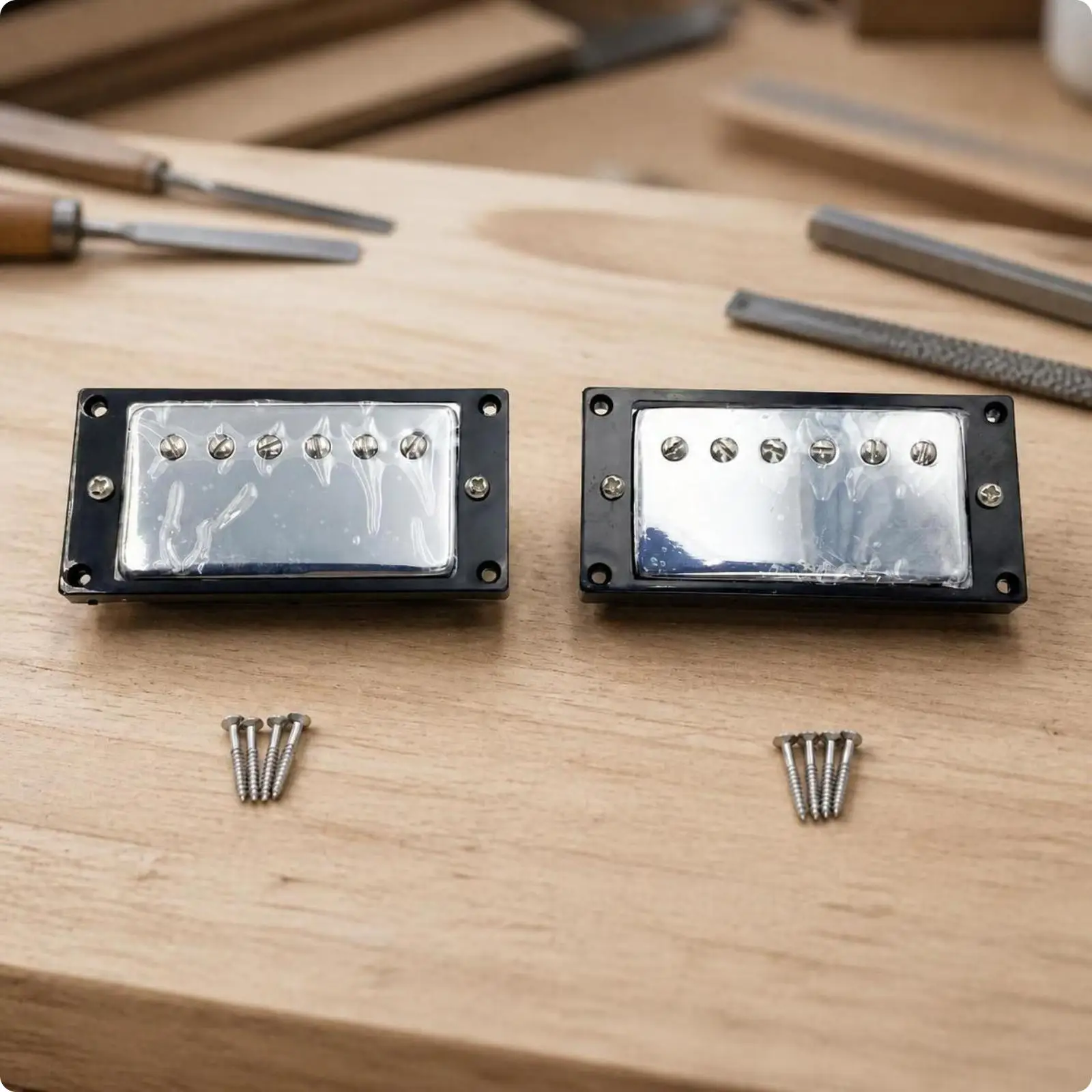 Professional Guitar Pickup Set Copper Body Black Frame Silver Cover for Set Neck Guitar
